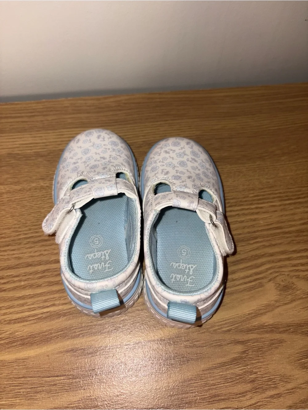 Baby Mary Jane Floral Shoes in Light Blue